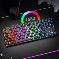MEETION MK14 Wired+2.4G+Bluetooth RGB Backlit Mechanical Gaming Keyboard