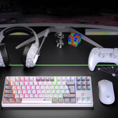 MEETION MK14 Wired+2.4G+Bluetooth RGB Backlit Mechanical Gaming Keyboard