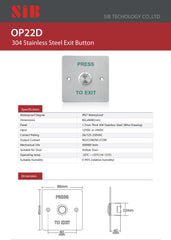 SIB OP22D EXIT BUTTON WATERPROOF IP67 12/24V