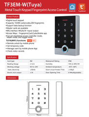 SIB TF3 EM-W TUYA METAL TOUCH KEYPAD FINGERPRINT ACCESS CONTROL