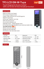 SIB TF5 LCD EM-W TUYA TOUCH KEYPAD FINGERPRINT ACCESS CONTROL-LCD