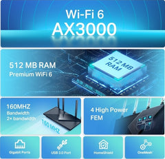 TP-LINK Archer AX55 AX3000 Dual-Band Wi-Fi 6 Router