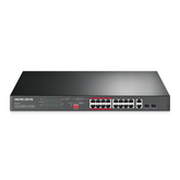 MERCUSYS MS118CP محول مُثبت على الرف بـ 16 منفذًا بسرعة 10/100 ميجابت في الثانية + 2 منفذ جيجابت مع 16 منفذ PoE+