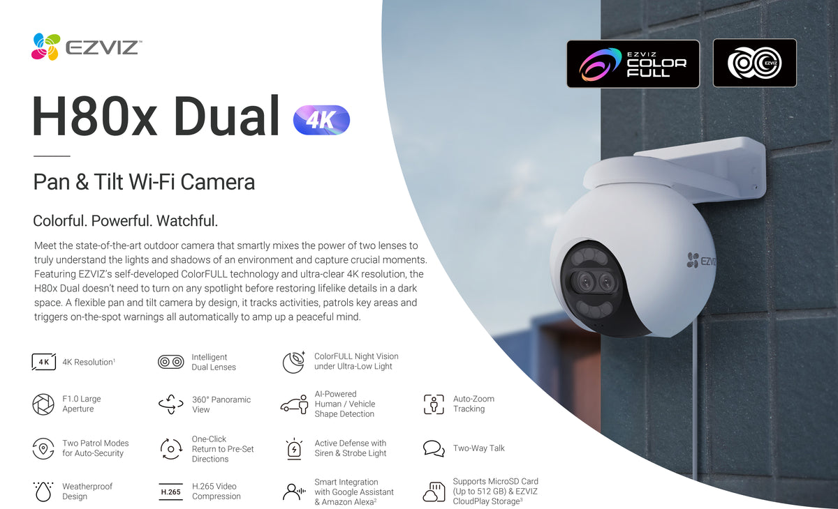 EZVIZ CS-H80x-R100-8G82WKFL (4MM) Pan Tilt Wi-Fi Camera (8mp+2mp)