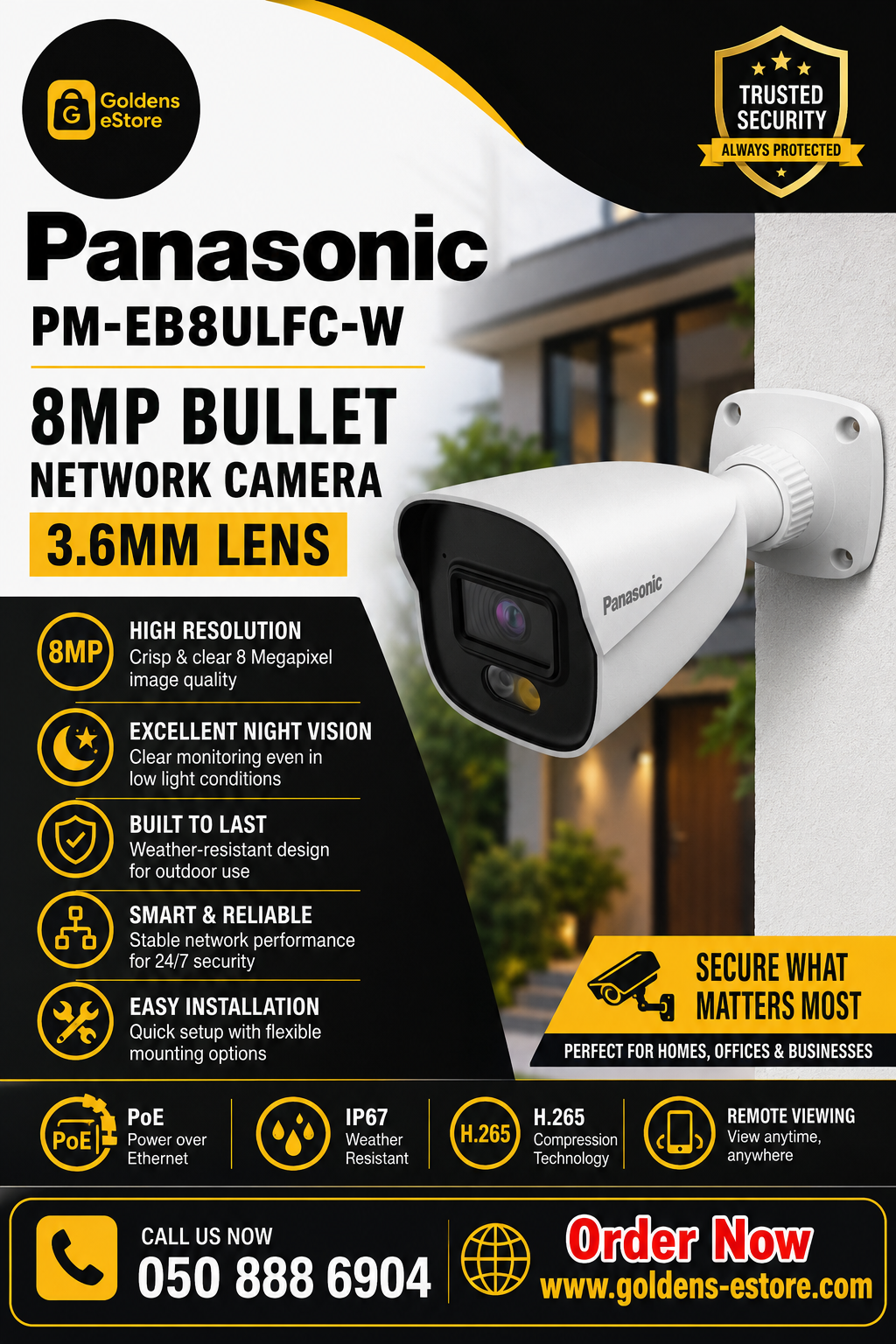 PANASONIC PM-EB8ULFC-W 8MP Bullet Network Camera 3.6mm