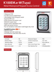 SIB K100EM E-W TUYA METAL KEYPAD ACCESS CONTROL WITH CABLE WATERPROOF