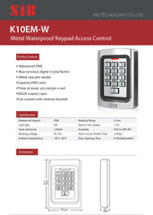 SIB K10EM-W/IP68 METAL KEYPAD ACCESS CONTROL