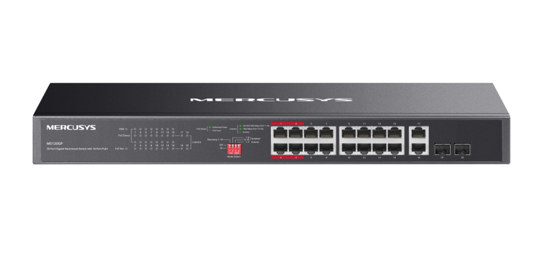 MERCUSYS MS120GP 20-Port Gigabit Rackmount Switch with 16-Port PoE+