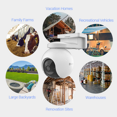 EZVIZ CS-EB8/SP-R200(4K W4GA) EB8 4G outdoor security camera kit with solar charging panel.