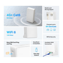 MERCUSYS MB260-4G AX1500 Wi-Fi 4G+ LTE Router, Build-In 300Mbps 4G LTE Modem