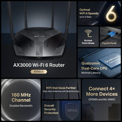 راوتر MERCUSYS MR80X AX3000 ثنائي النطاق بتقنية Wi-Fi 6
