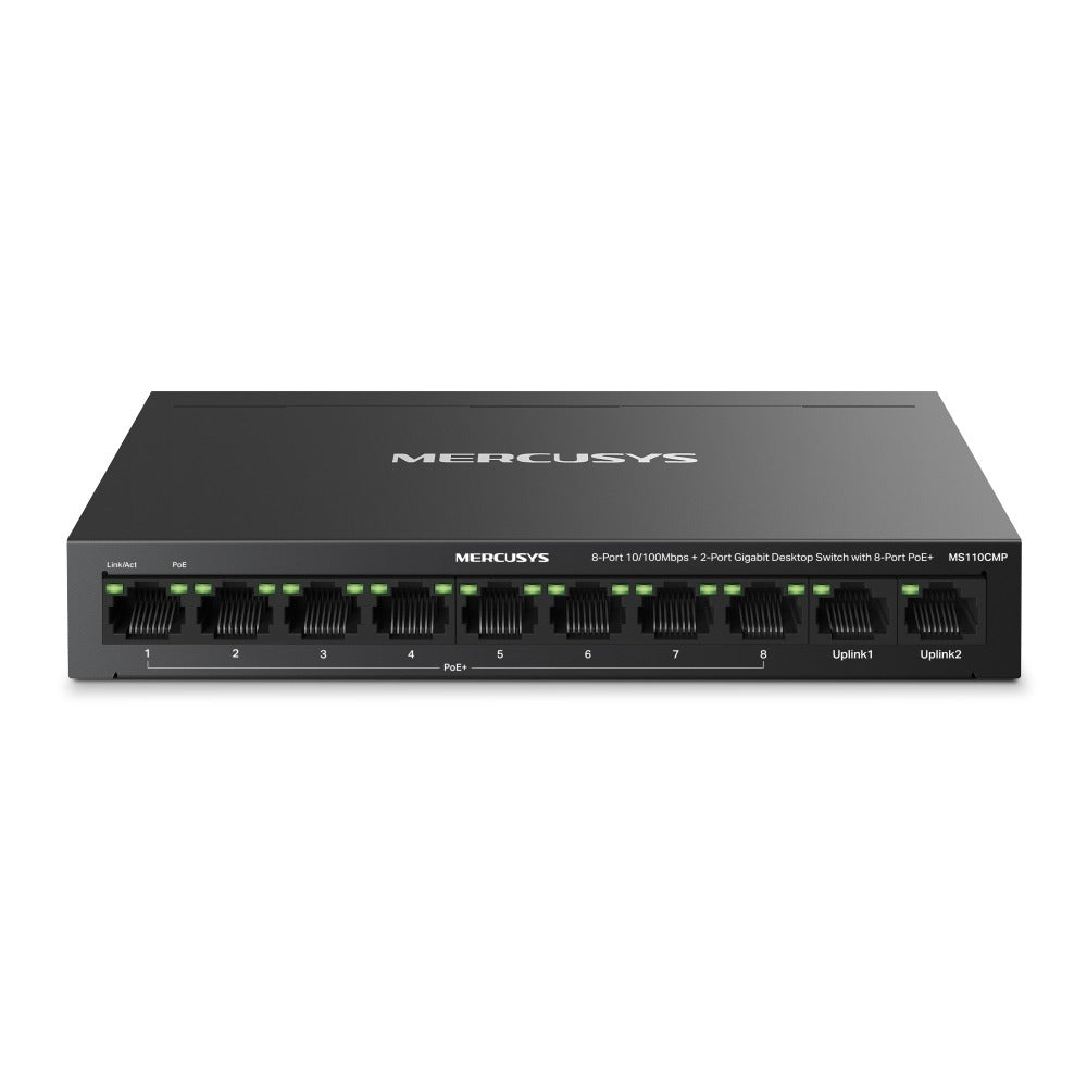 MERCUSYS MS110CMP 8-Port 10/100Mbps + 2-Port Gigabit Desktop Switch with 8-Port PoE+