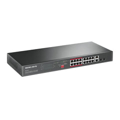 MERCUSYS MS118CP 16-Port 10/100Mbps + 2-Port Gigabit Rackmount Switch with 16-Port PoE+