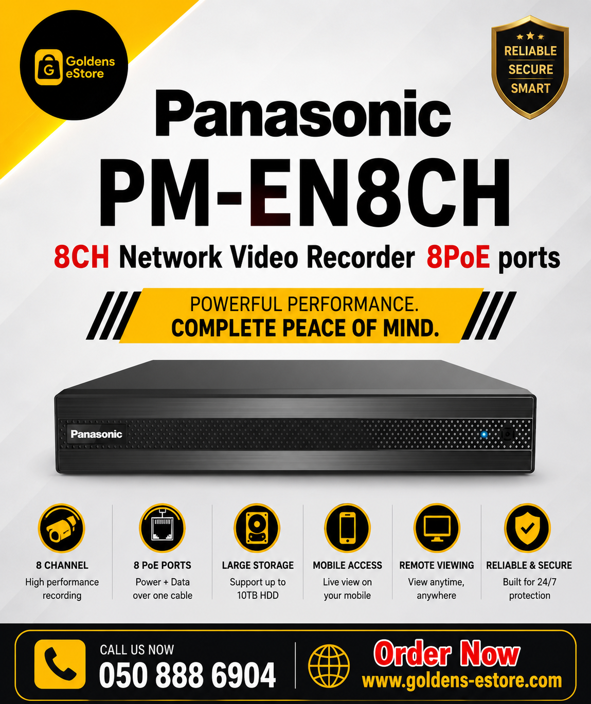 PANASONIC PM-EN8CH 8CH Network Video Recorder 8PoE ports